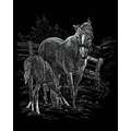 Royal & Langnickel® | Engraving Art™ Scratch Pictures — packs, mare and foal on silver background