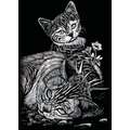 Mini Scratch Pictures, cats on a silver background