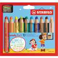 Stabilo Woody 3 in 1 Colouring Pencil Sets, 10 pencils + sharpener
