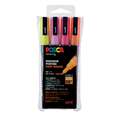 Uni Posca Glitter Markers PC-3ML Sets of 4, yellow, pink, red and orange