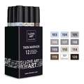 I LOVE ART | Twin Marker Grey Shades Sets — 12 pens, Grey Shades 2, conical tip|bevelled tip, 1 mm|2-6 mm