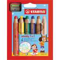 Stabilo Woody 3 in 1 Colouring Pencil Sets, 6 pencils + sharpener