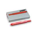 Packs Of 5 Lamy T10 Fountain Pen Replacement Cartridges, 5 cartridges, Red
