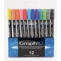 Graph'O Twin Tip Marker Sets, 12 bright colours