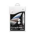 Graph'it | Brush Marker pens — sets of 12, Grey Mix
