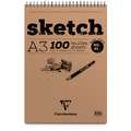 Clairefontaine 'Sketch' Pad, A3 - 29.7 cm x 42 cm, 90 gsm, cold pressed, 100 sheet spiral pad