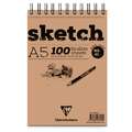 Clairefontaine 'Sketch' Pad, A5 - 14.8 cm x 21 cm, 90 gsm, cold pressed, 100 sheet spiral pad