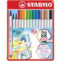 STABILO® | Pen 68 Brush Sets — in metal case, Set of 15