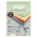 Clairefontaine Maya Pastel Shades Pad, A3 - 29.7 cm x 42 cm, 25 sheet pad (one side bound), smooth, 185 gsm