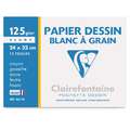 Clairefontaine | Drawing paper 'Blanc À Grain' — packs, 24 cm x 32 cm, 125 gsm - 12 sheets, smooth|rough, 125 gsm