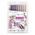 Tombow ABT Dual Brush Pen Manga Sets, Manga Shojo, 0.8 mm, brush tip|conical tip