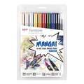Tombow ABT Dual Brush Pen Manga Sets, Manga Shonen, 0.8 mm, brush tip|conical tip