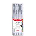Uniball Signo Metallic Rollerball Sets, Silver, pack of 4, metal-clad fine tip