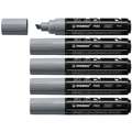 STABILO® | FREE Acrylic Markers — packs of 5 of one colour, T800C, pack of 5, Dark grey, 4-10 mm