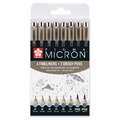 SAKURA | Pigma MICRON™ Fineliners — grey tone sets, 6 fineliners + 2 brush pens