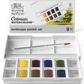 WINSOR & NEWTON™ | Cotman WATERCOLOUR™ pocket sets — 8 half pans + travel brush, Landscape, set