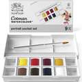 WINSOR & NEWTON™ | Cotman WATERCOLOUR™ pocket sets — 8 half pans + travel brush, Portrait, set