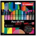 STABILO® | ARTY Pen 68 MAX Sets — various, 12 pens, 1-5 mm, bevelled tip