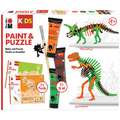 Marabu | KiDS LITTLE ARTIST Paint & Puzzle Activity Sets — 2 puzzles per theme, Dinosaurs, set