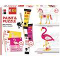 Marabu | KiDS LITTLE ARTIST Paint & Puzzle Activity Sets — 2 puzzles per theme, Flamingo & Unicorn, set