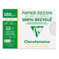 Clairefontaine | Recycled Grained Drawing Paper — pack of 12 sheets, 24 x 32 cm, pack of 12, 180 gsm