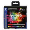 STAEDTLER® | pigment brush pens 371 — sets of 12, basic colours set, set, brush tip