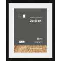nielsen® | Skava picture frame — wood ○ ready-cut mount included, Black, 24 cm x 30 cm, 24 cm x 30 cm — aperture 18 cm x 24 cm