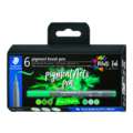 STAEDTLER® | Pigment brush pens 371 — sets of 6, Greens & Turquoises, set, brush tip