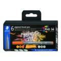 STAEDTLER® | Pigment brush pens 371 — sets of 6, Greys & Caramels, set, brush tip