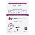Clairefontaine | FONTAINE Cold Pressed Watercolour Paper — extra white, block (glued on 4 sides), 10 cm x 15 cm, hot pressed (smooth), 1. block of 15 sheets