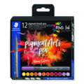 STAEDTLER® | pigment brush pens 371 — sets of 12, warm colours set, set, brush tip