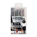 Royal & Langnickel® | ACRYLIC MARKER sets — 4 assorted-tip pens, silver, 0.7 mm|1,2 mm|2 mm|12 mm, set