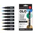 OLO™ | Premium Alcohol Marker sets ○ brush nib — 8 markers, Sea & Sky, set