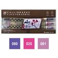 Kuretake | ZIG® MEMORY SYSTEM™ Calligraphy Marker — sets of 3 + ruler, set of 3 - violet/pink