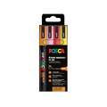 uni | POSCA Glitter Markers PC-3ML — sets of 4, yellow, pink, red and orange - cardboard packaging, 1. cardboard box