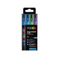 uni | POSCA Glitter Markers PC-3ML — sets of 4, light blue, dark blue, purple and dark green - cardboard packaging, 1. cardboard box