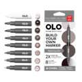 OLO™ | Premium Alcohol Marker sets ○ chisel nib — 8 markers, Red grey, set