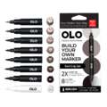 OLO™ | Premium Alcohol Marker sets ○ brush nib — 8 markers, Red grey, set