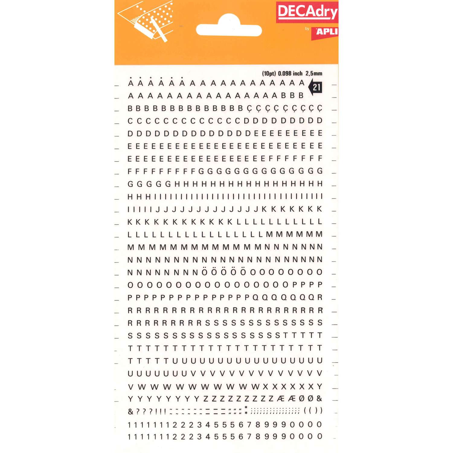 2 sheets KALKITOS transferable decadry 31-10 mm letters 