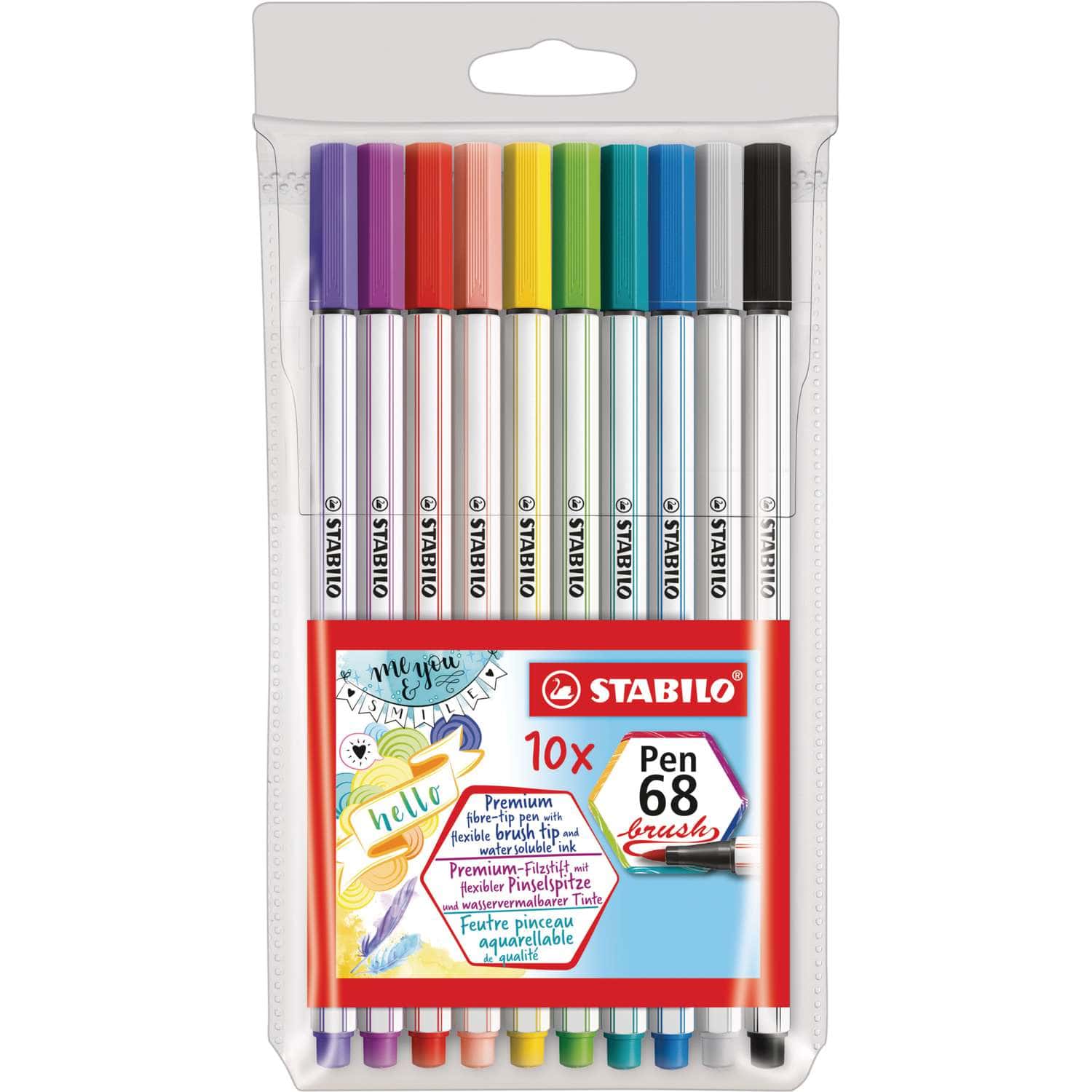 STABILO®, Pen 68 brush pens — plastic box sets