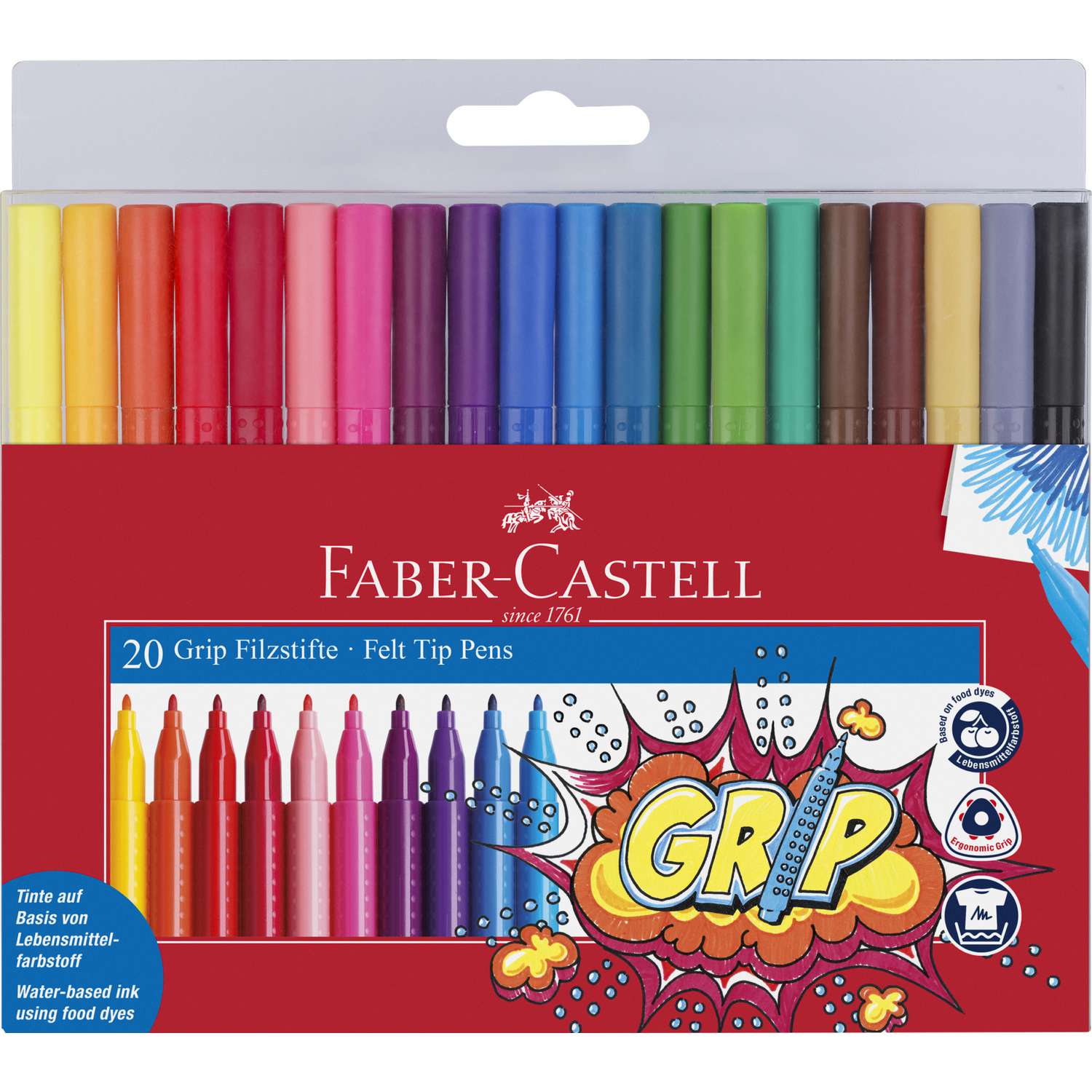 Faber-Castell Fibre-Tip Coloured Markers Assorted Pack 12