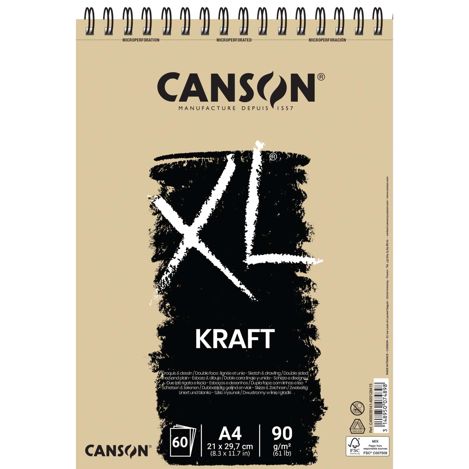 Canson XL Extra White Sketch Pad A5 90gsm 60 Sheets artists drawing paper pad 