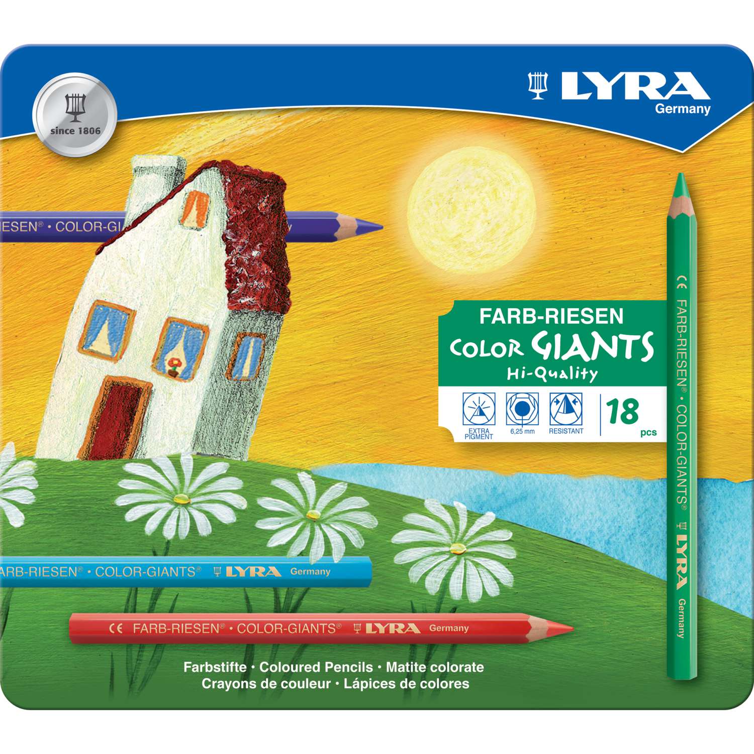 Crayons De Couleur Neon LYRA Color Giants - Lot De 6 - Mine Large 6,3 Mm