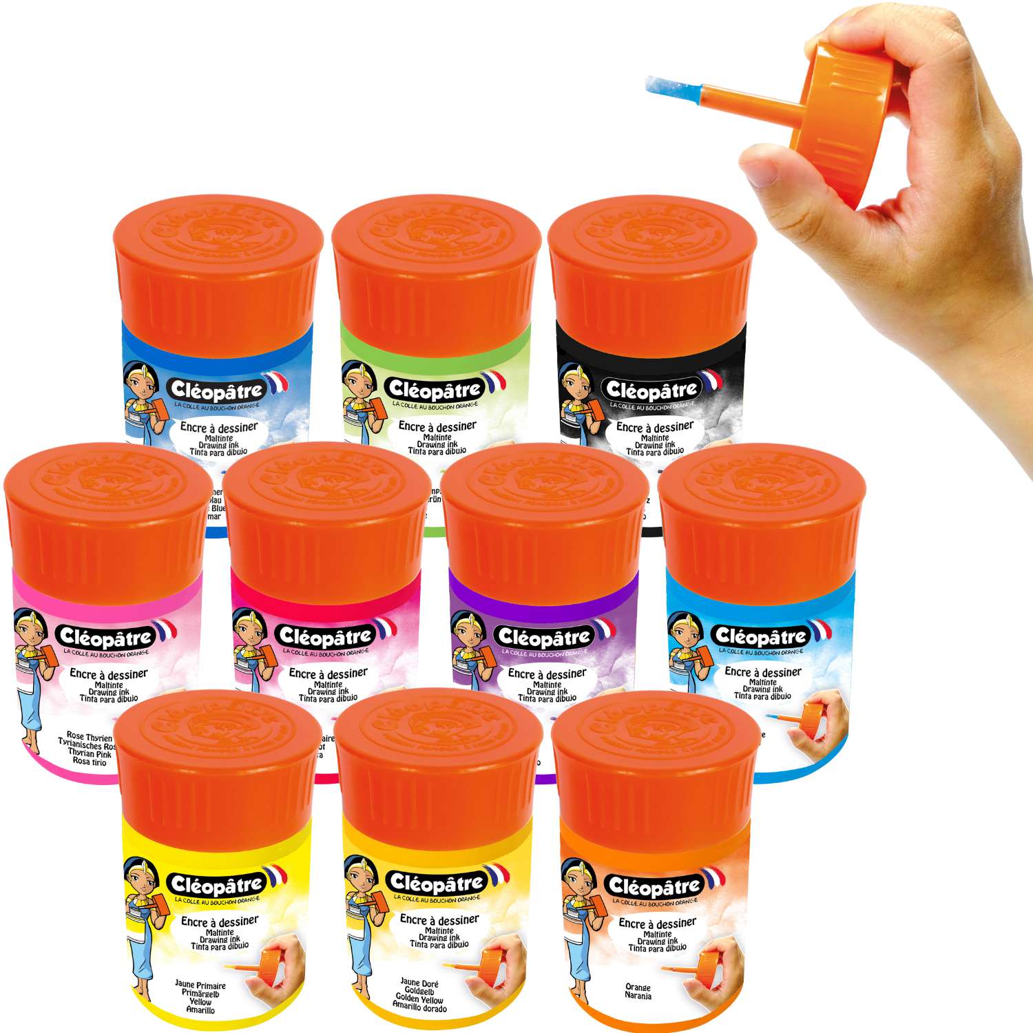 Cléopâtre | Drawing Inks set — 10 x 45 ml, with integrated brushes ...