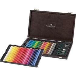 FABER-CASTELL | Polychromos Wooden Box set — 48 colour pencils + accessories