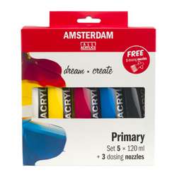 ROYAL TALENS | AMSTERDAM ALL ACRYLICS Primary set — 5 x 120 ml tubes + nozzles
