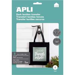 ®APLI | Dark Textiles Transfer Paper — 5 x A4 sheets
