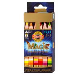 KOH-I-NOOR | MAGIC Multicoloured 3-in-1 pencils — 12 pencils + accessories