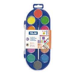 MILAN® | Watercolour set — 12 x Ø 30 mm pans + brush