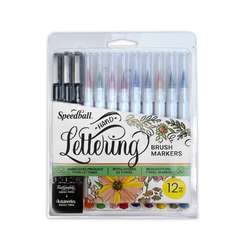 Speedball® | Hand Lettering Brush Marker set — 12 pens